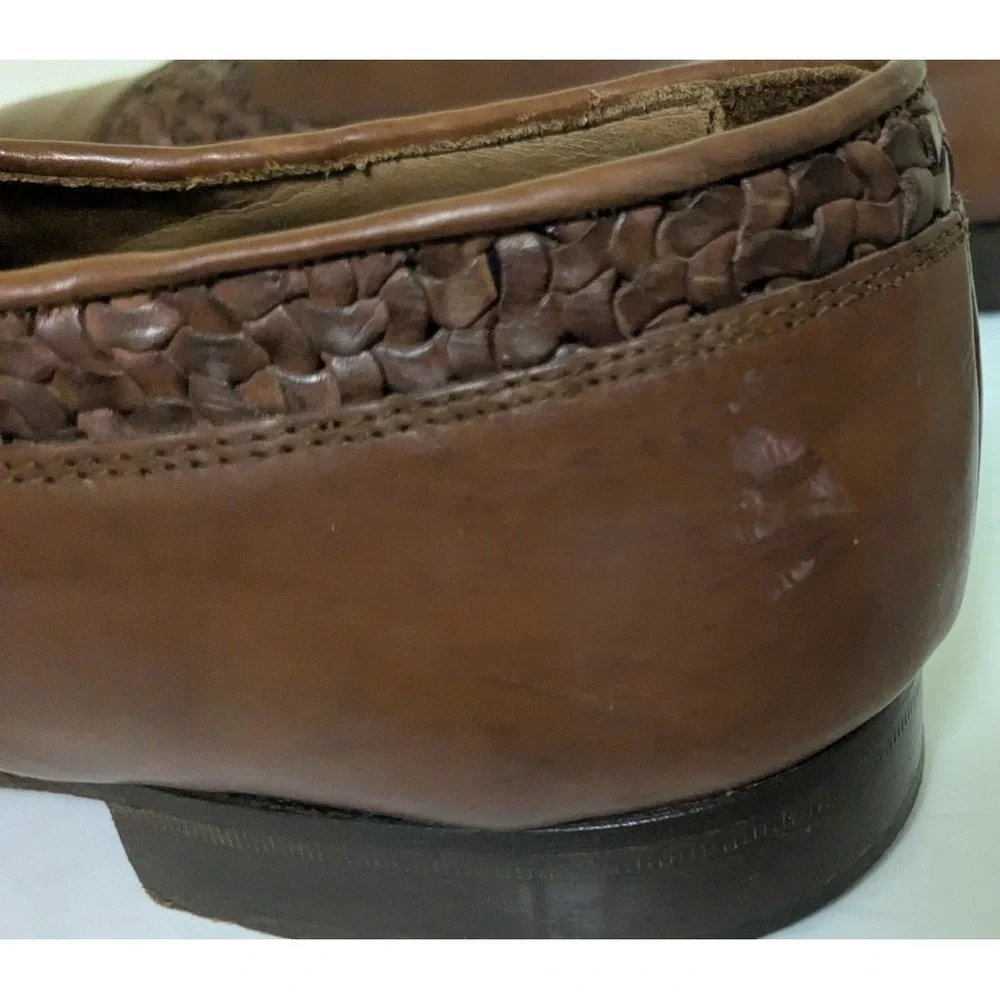 Johnston & Murphy Domani Brown Leather Cap Toe Basketweave Lace Oxford 12M Italy